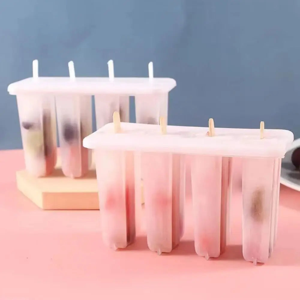4-Link Old Popsicle Mold With Lid Home Made Homemade Mung Bean Popsicle Homemade Ice Cream