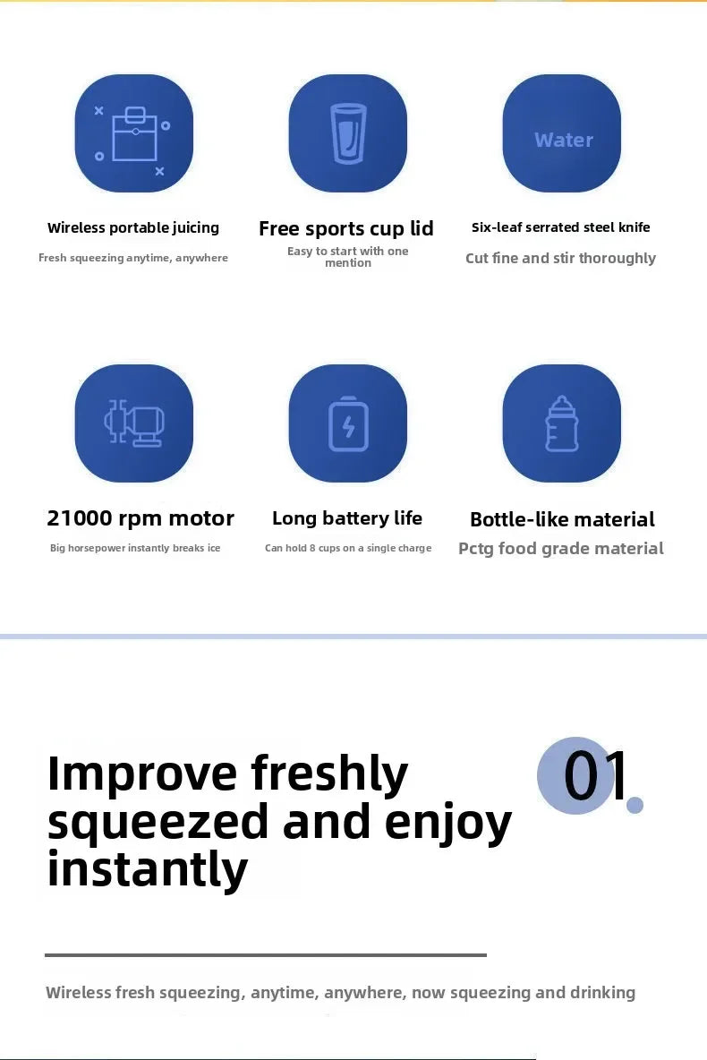Portable Fruit Juice Blenders Summer Personal Electric Mini Bottle Home USB 6 Blades Juicer Cup Machine For Kitchen