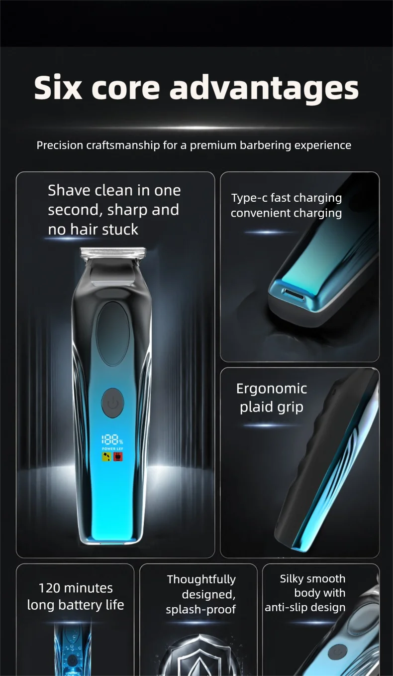 New Specialized Hair Cutting Set with Digital Display, Men's Electric Push Hair Salon, Household Carving, Oil Head, Push Hair cl