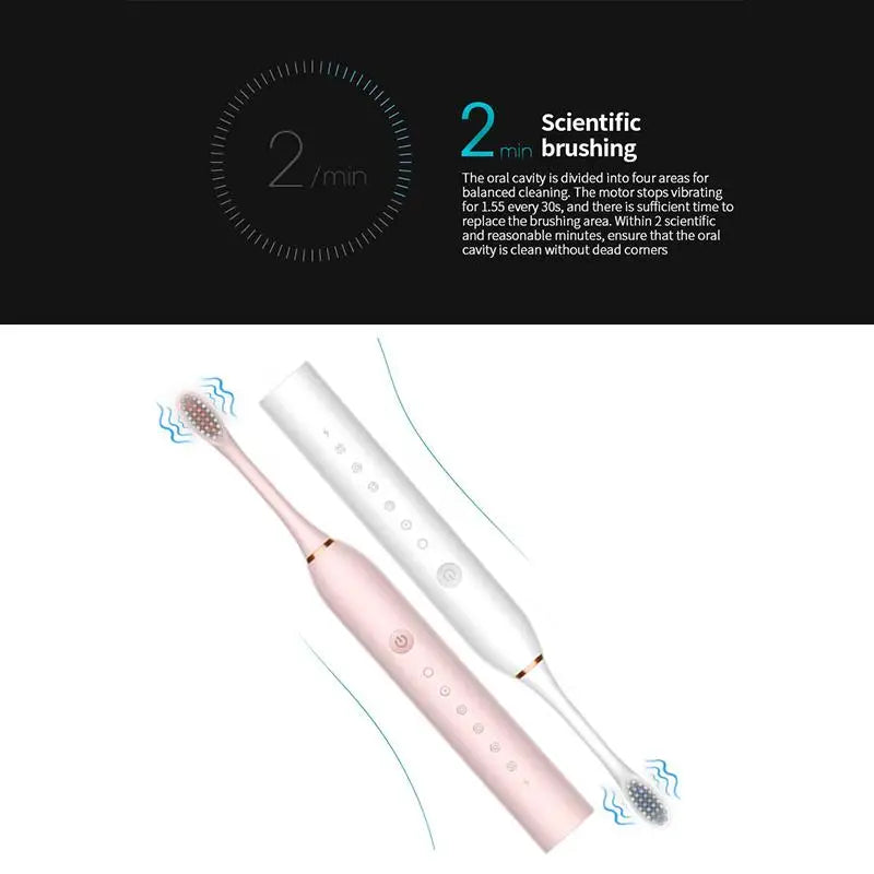 Electric Ultrasonic Toothbrush Six Speed Mode USB Charging Waterproof Adult Tooth Cleaner