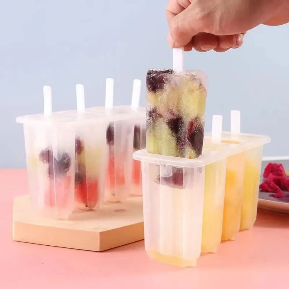 4-Link Old Popsicle Mold With Lid Home Made Homemade Mung Bean Popsicle Homemade Ice Cream