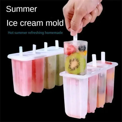 4-Link Old Popsicle Mold With Lid Home Made Homemade Mung Bean Popsicle Homemade Ice Cream