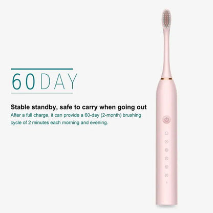 Electric Ultrasonic Toothbrush Six Speed Mode USB Charging Waterproof Adult Tooth Cleaner