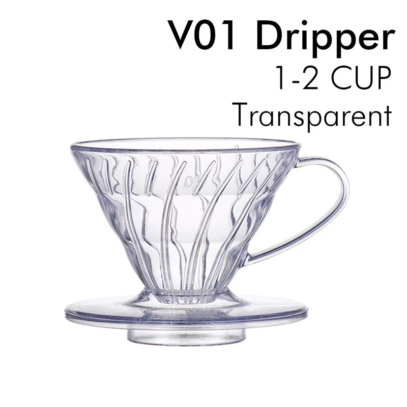 Coffee Filters V Shape Plastic Coffee Dripper Pour Over Drip Coffee Funnel Brewing Coffee Filter Cup Cone Shape V01 02