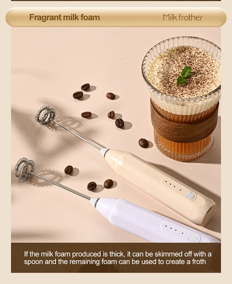 MINI Coffee Frother USB Rechargeable 3 Speeds Foam Maker Coffee Milk Mixer Electric Handle Blender Egg Beater Hot Cooking Tools