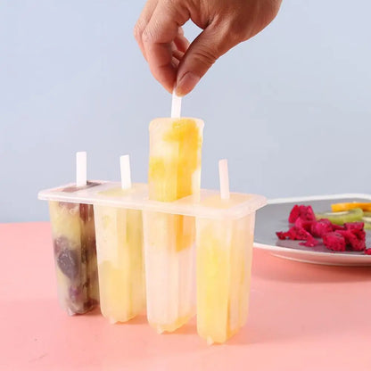 4-Link Old Popsicle Mold With Lid Home Made Homemade Mung Bean Popsicle Homemade Ice Cream