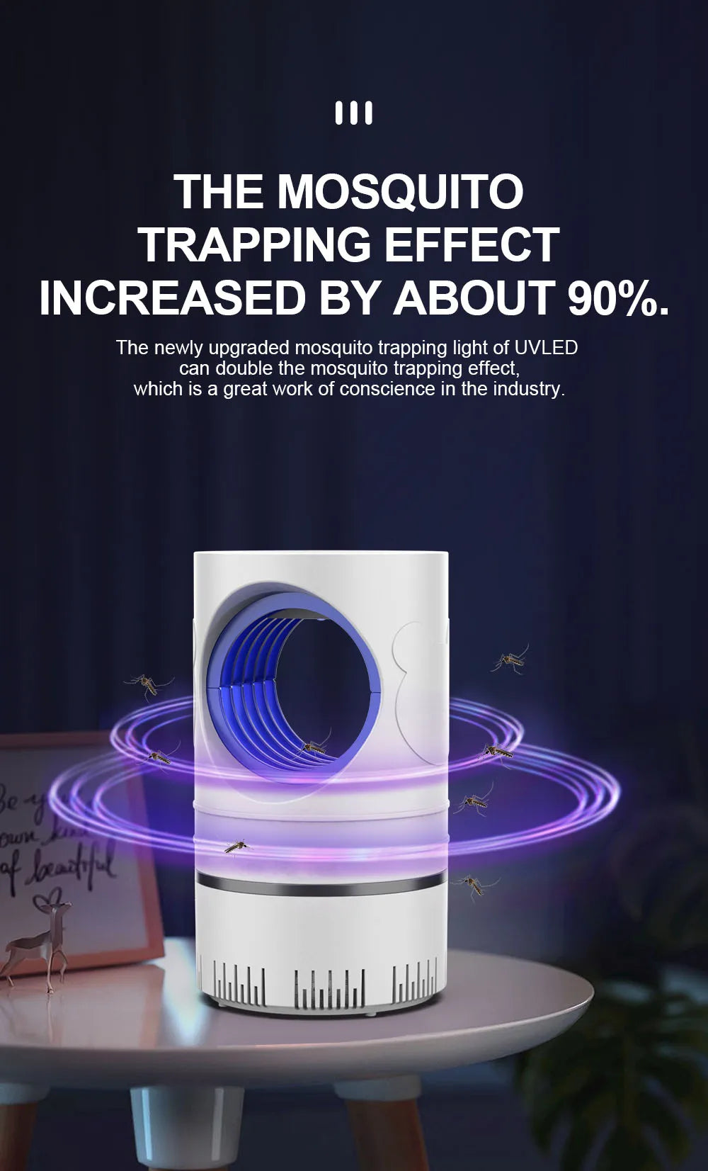1 PC Electric Fly Bug Mosquito Insect Killer LED Light Trap Control Lamp Small Pest with USB Power Supply and Adapter