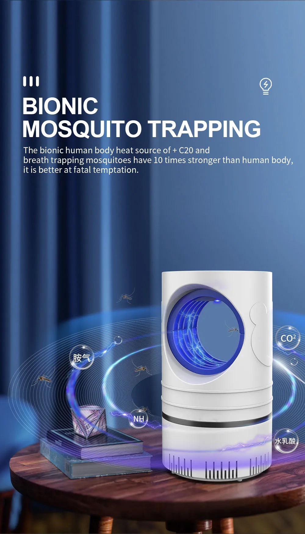 1 PC Electric Fly Bug Mosquito Insect Killer LED Light Trap Control Lamp Small Pest with USB Power Supply and Adapter